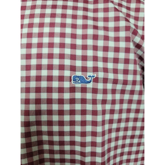 Vineyard Vines Performance Mens Classic Whale Shirt Button Front Red Gingham XXL - Picture 3 of 11